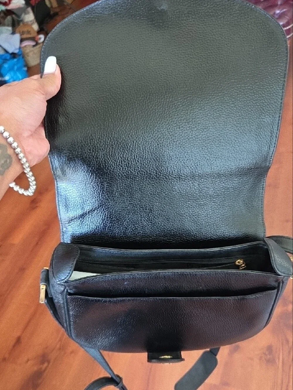 MCM Black Leather Crossbody Bag with Gold Hardware